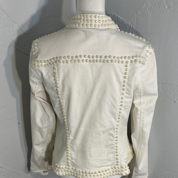 V Cristina Ivory Pearl-Studded Jean Jacket - Picture 8 of 14